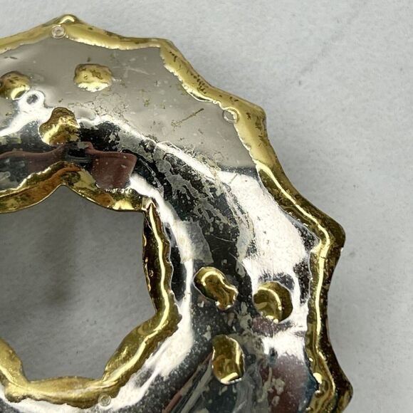 Vintage Mexico Holiday Christmas Wreath Bow Brooch Pin Pendant โจ - Picture 5 of 9